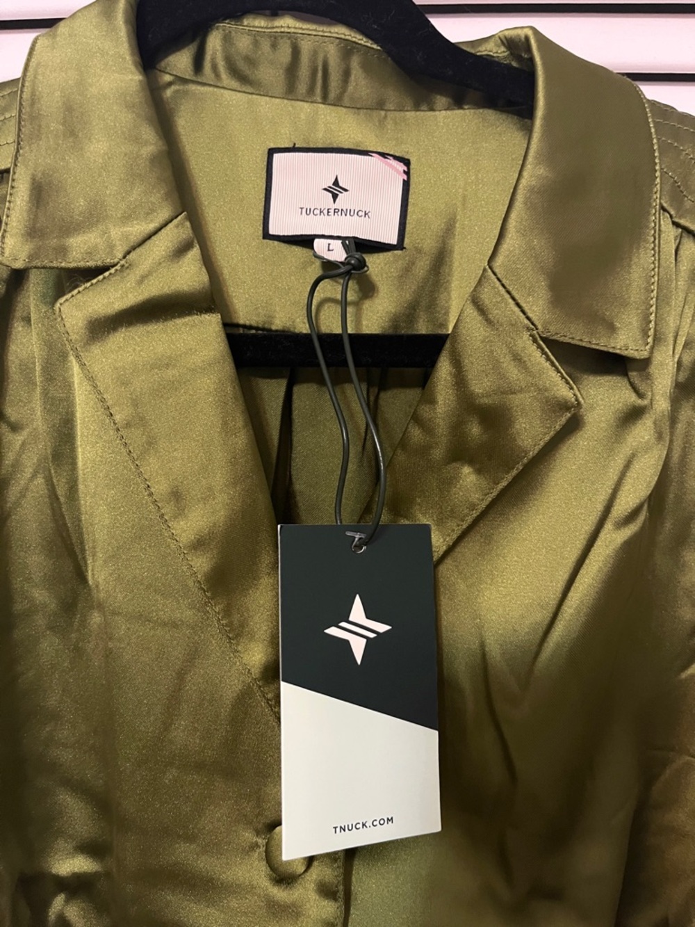 Tuckernuck Olive Satin Midi Dress with Puff Sleeves - Picture 2 of 7